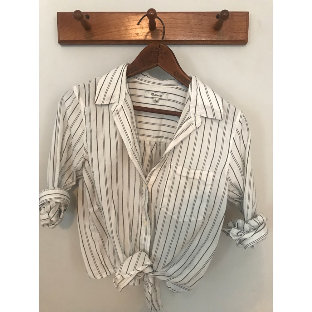 Madewell Stripe Tie Front Shirt Sm
